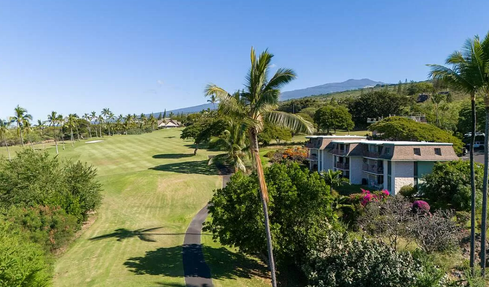 aerial view of kona golf and condos