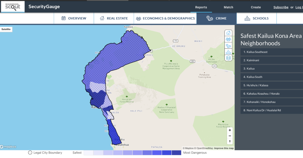 safe to live in hawaii - map of big island crime