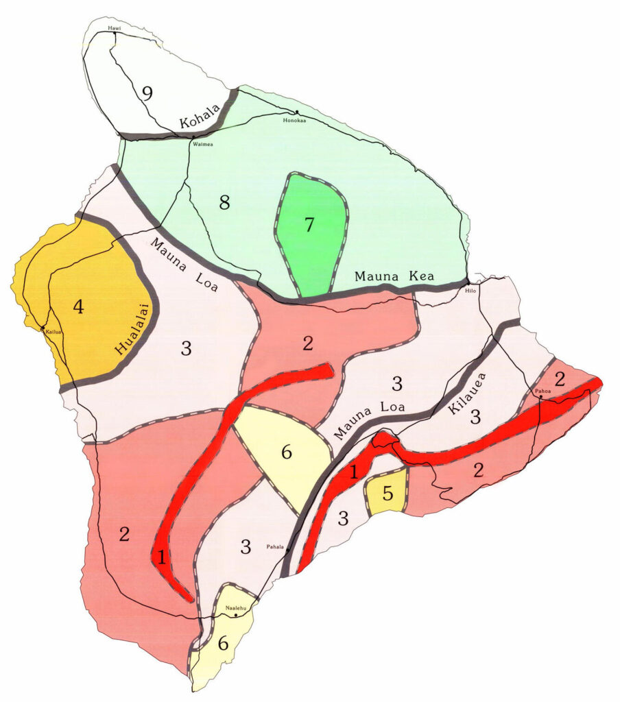 Lava-flow hazard zones map of Big Island