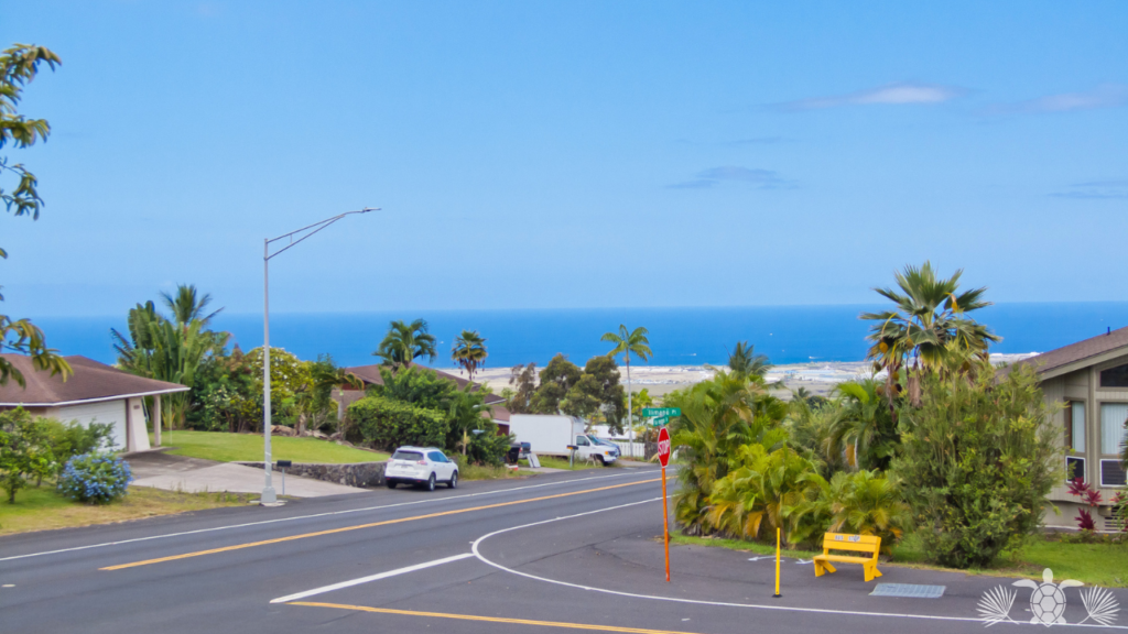 Ocean view from upstairs lanai of multi-generational home for sale in Kona Hawaii